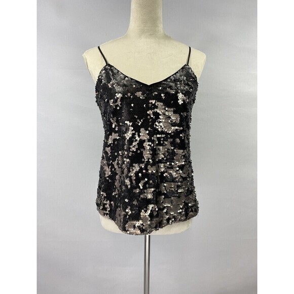 1.State Moody Hues Sequin Camisole Black Gold Size Small Ombre Adjustable Straps - Picture 5 of 13